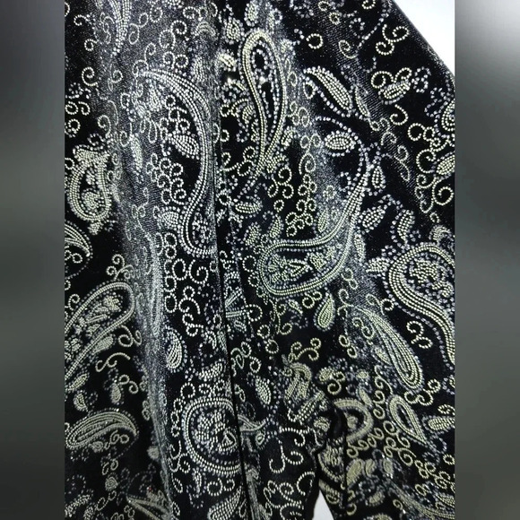 Notations womens Large black velvet layered black sparkly shirt party event - Picture 4 of 10